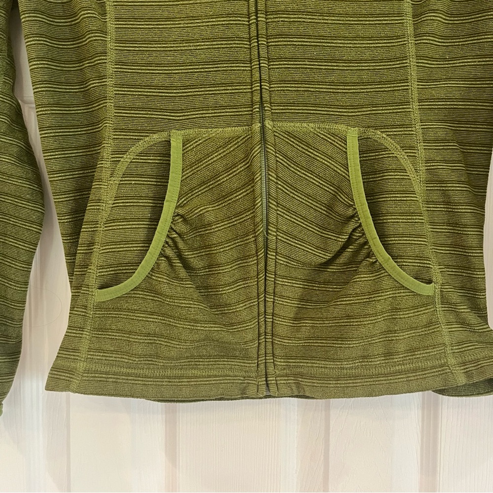 The North Face Olive Green Stripe Women’s Sweat Jacket Sz M - Picture 3 of 5